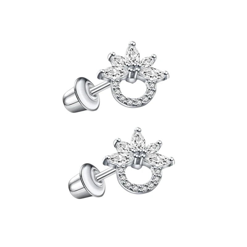 Stalen zirkonia Oorbellen 10mm - schroefsluiting - oor6276 - 72445 - Oorbellen kopen# - 10mm - alles - bloem