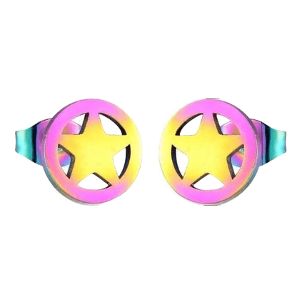 Ster cirkel oorstekers multikleur staal – 8mm - Aramat Jewels - Oorbellen - cadeautip