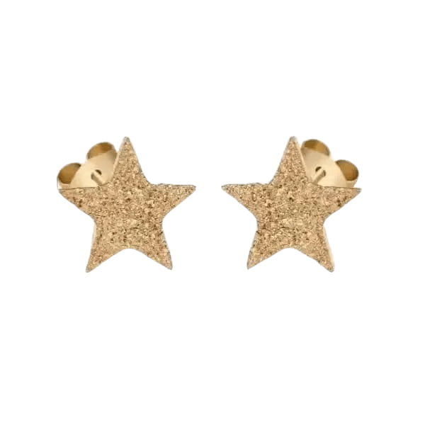 Ster oorstekers goudkleur – sandblasted – 8mm - Aramat Jewels - Oorbellen - cadeautip