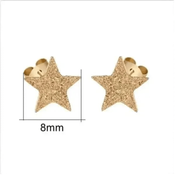 Ster oorstekers goudkleur – sandblasted – 8mm - Aramat Jewels - Oorbellen - cadeautip