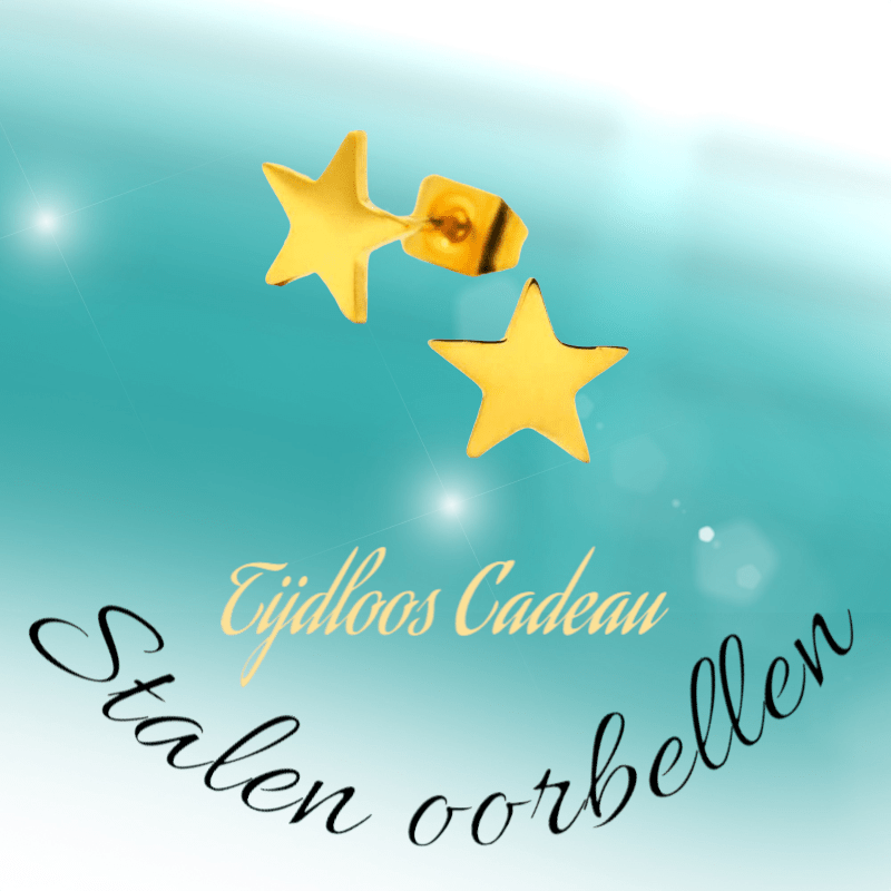 Ster oorstekers goudkleur staal – 8mm sprankelend - Aramat Jewels - Oorbellen - cadeautip