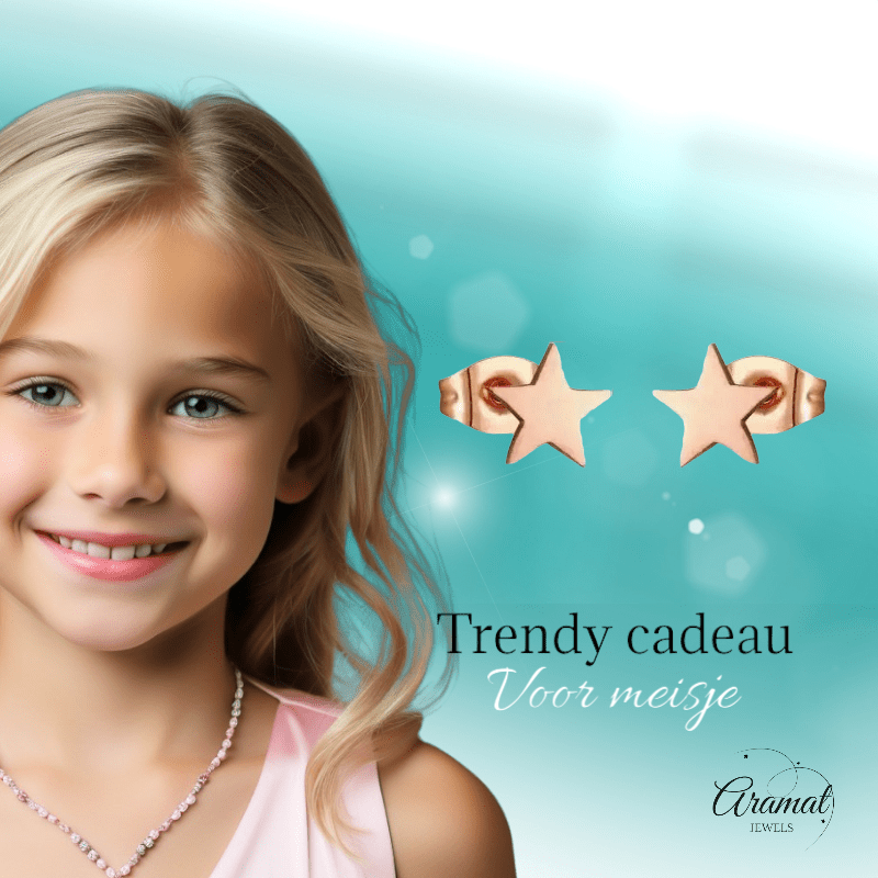Ster oorstekers rosegoud staal – 7mm tijdloos - Aramat Jewels - Oorbellen - cadeautip