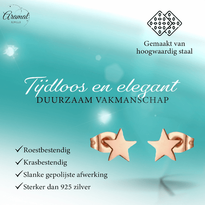 Ster oorstekers rosegoud staal – 7mm tijdloos - Aramat Jewels - Oorbellen - cadeautip