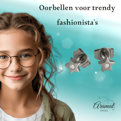 Ster oorstekers zilverkleur kristal – 6mm sprankel - Aramat Jewels - Oorbellen - cadeautip