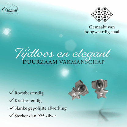 Ster oorstekers zilverkleur kristal – 6mm sprankel - Aramat Jewels - Oorbellen - cadeautip