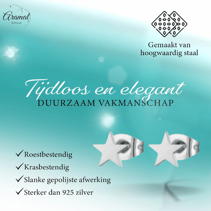 Ster oorstekers zilverkleur RVS – 6mm tijdloos - Aramat Jewels - Oorbellen - cadeautip