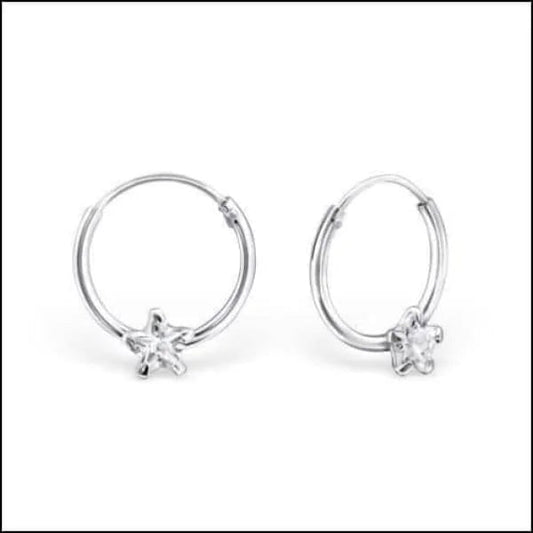 Een paar zilveren hoepeloorbellen