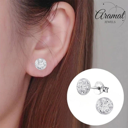 Sterling Zilveren Oorstekers Transparant Glitter 5mm - Aramat Jewels - Oorbellen - cadeautip