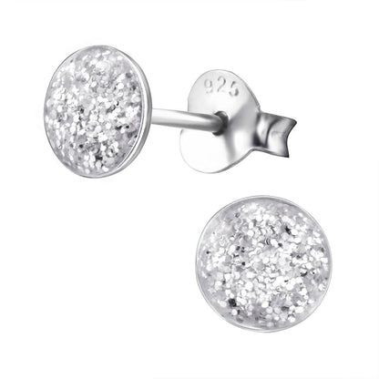 Sterling Zilveren Oorstekers Transparant Glitter 5mm - Aramat Jewels - Oorbellen - cadeautip