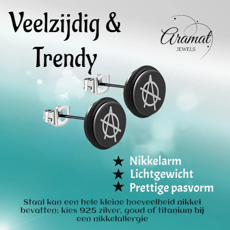 Stijlvolle Anarchie Teken Oorbellen - 8mm - oor2935 - tte597 - Oorbellen kopen# - 8mm - alles - cadeau