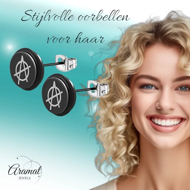 Stijlvolle Anarchie Teken Oorbellen - 8mm - oor2935 - tte597 - Oorbellen kopen# - 8mm - alles - cadeau