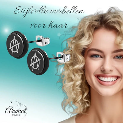 Stijlvolle Anarchie Teken Oorbellen - 8mm - oor2935 - tte597 - Oorbellen kopen# - 8mm - alles - cadeau