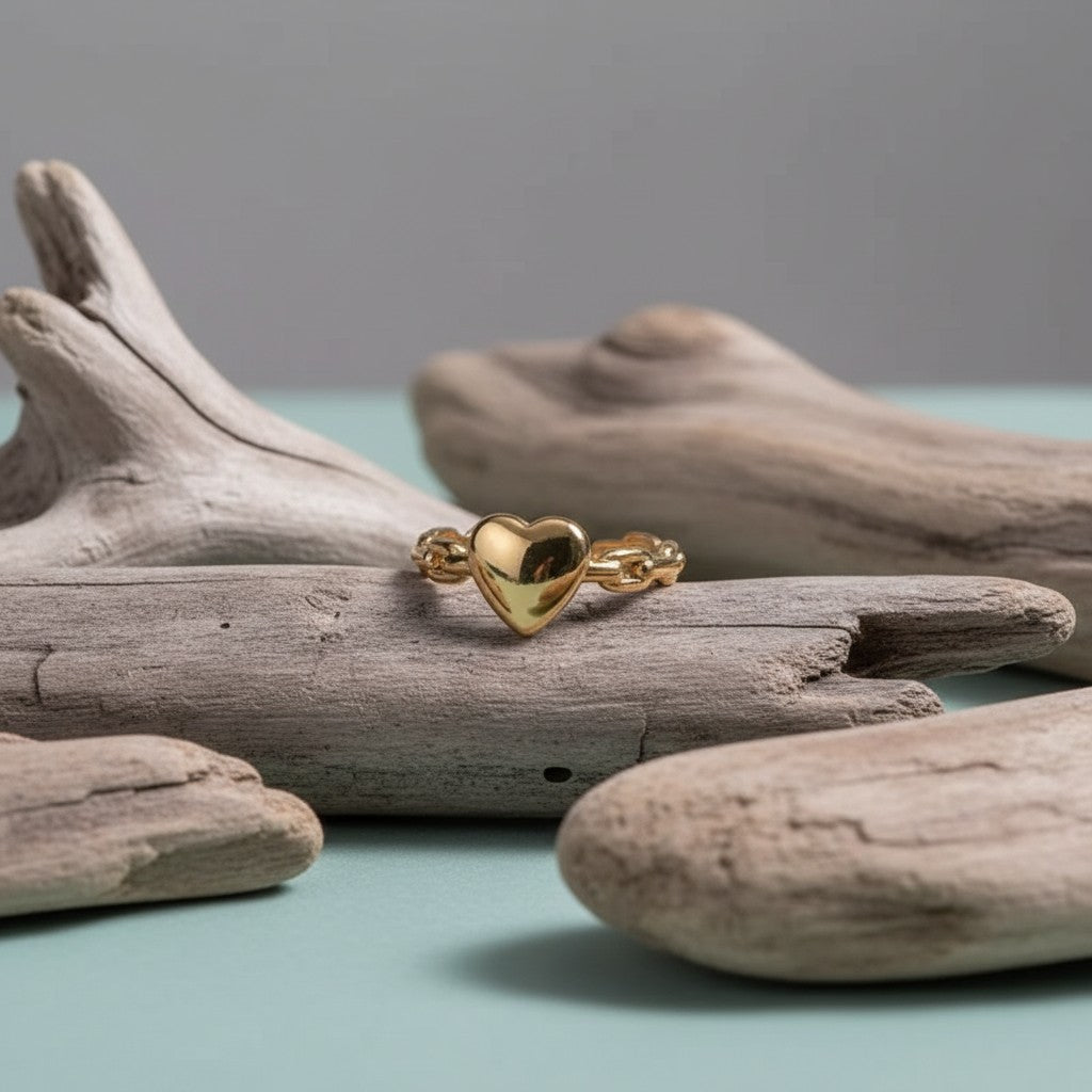 Stijlvolle Dames Schakelring met Hartje | 8mm - RVS - Aramat Jewels - Ringen - cadeautip