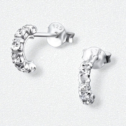 Stijlvolle Zilveren Hoepel Oorbellen met Kristal - Aramat Jewels - Oorbellen - cadeautip