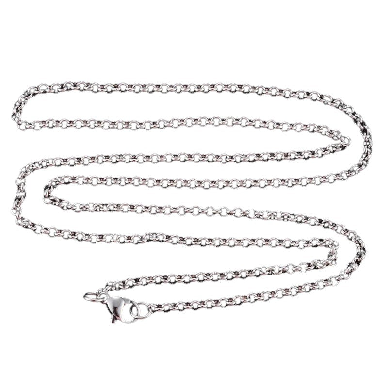 Stainless Steel Rolo Chain Silver Color 50-60cm - Round Link Chain