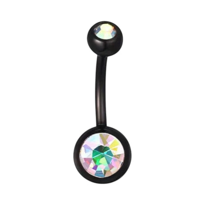 Stylish black navel piercing with zirconia