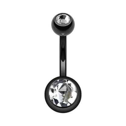 Stylish black navel piercing with zirconia
