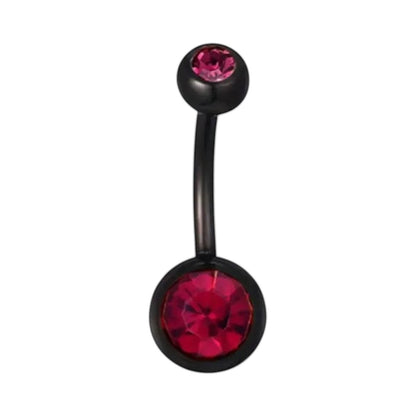 Stylish black navel piercing with zirconia
