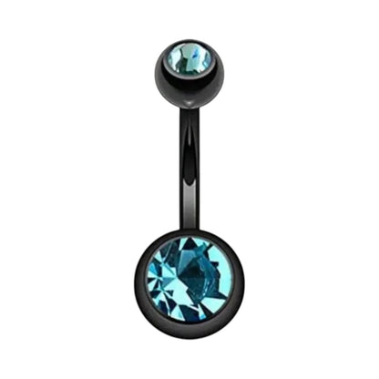 Stylish black navel piercing with zirconia