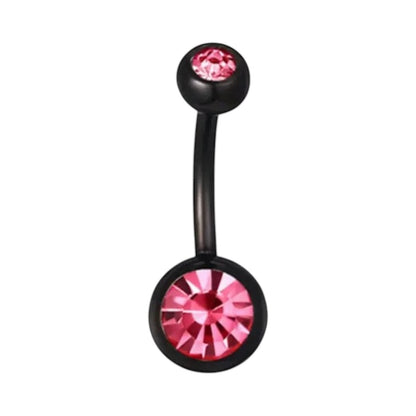 Stylish black navel piercing with zirconia