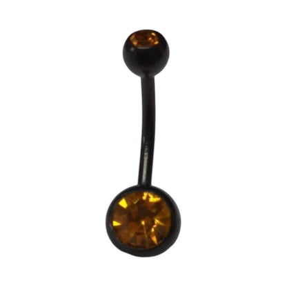 Stylish black navel piercing with zirconia