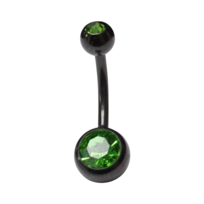 Stylish black navel piercing with zirconia