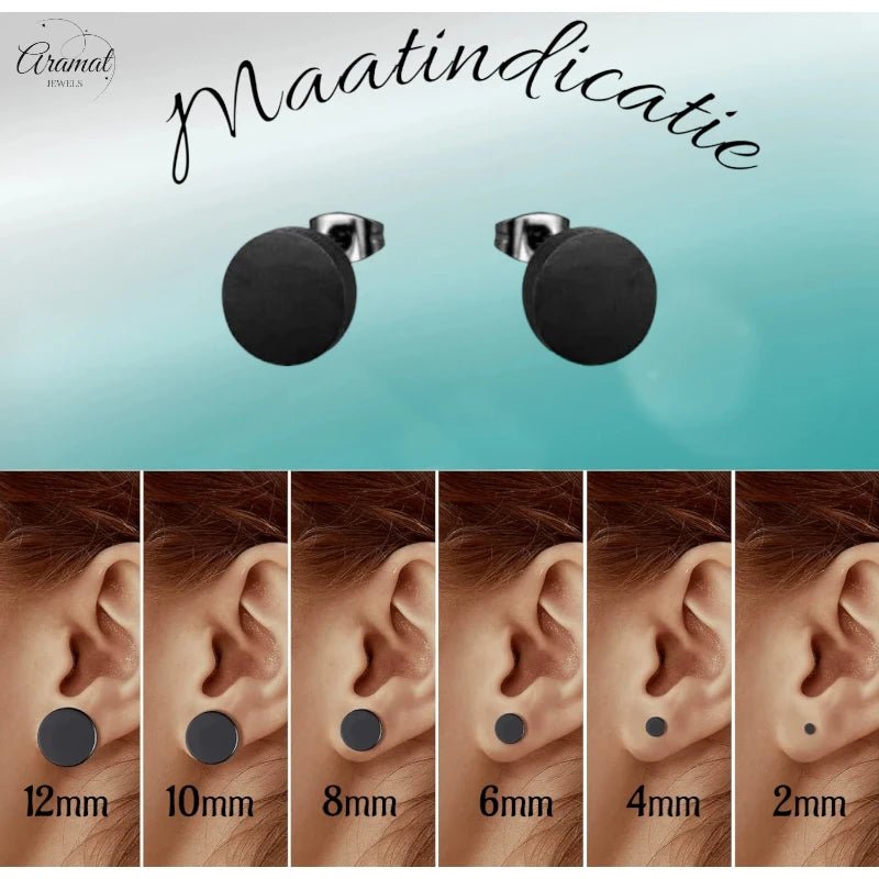 Stoere Zwarte Ronde Oorbellen - 10mm RVS - oor1970 - Oorbellen kopen# - 10mm - alles - cadeau