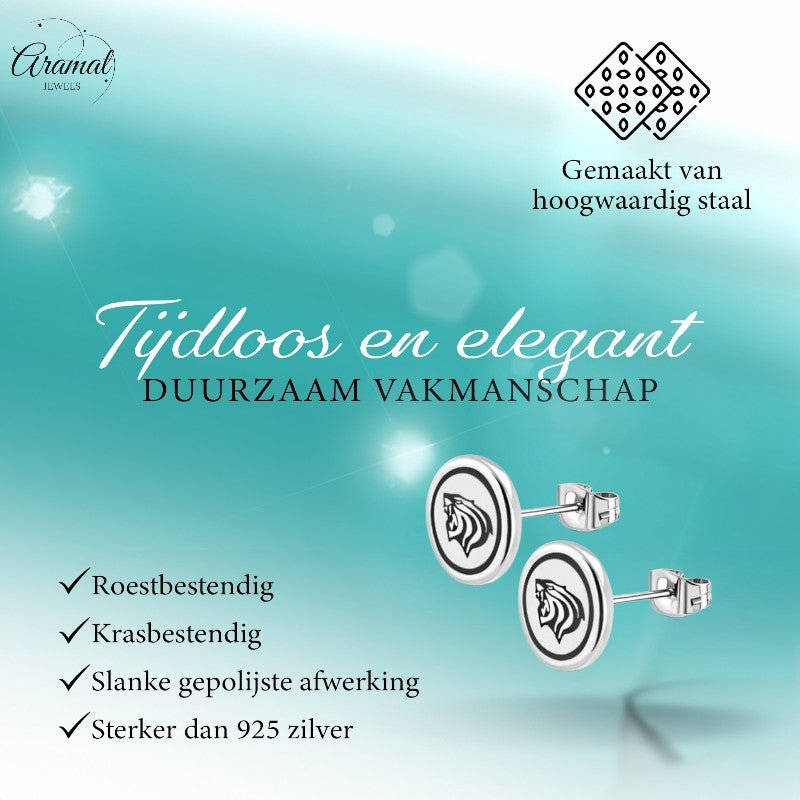 Tijger Oorbellen Zilverkleurig RVS – 8mm – Uniseks Dierenoorstekers - oor2817 - ttf020 - Oorbellen kopen# - 8mm - alles - cadeau