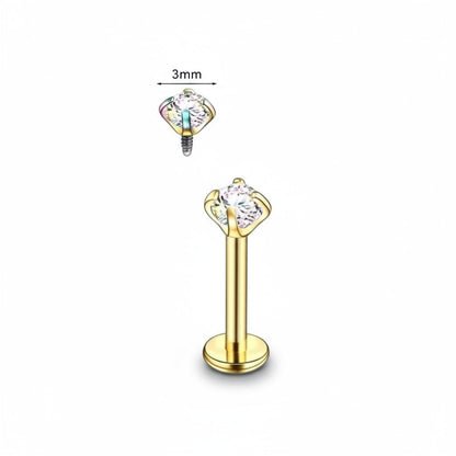 Tragus Helix Piercing – Goudkleur – AB Zirkonia - Aramat Jewels - Piercings - cadeautip