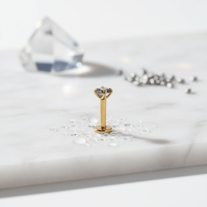 Tragus Helix Piercing – Goudkleur – Multicolor Zirkonia - Aramat Jewels - Piercings - cadeautip
