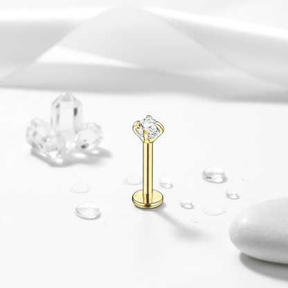 Tragus Helix Piercing – Goudkleur – Transparant Zirkonia - Aramat Jewels - Piercings - cadeautip