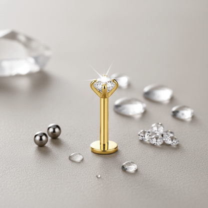 Tragus Helix Piercing – Goudkleur – Transparant Zirkonia - Aramat Jewels - Piercings - cadeautip