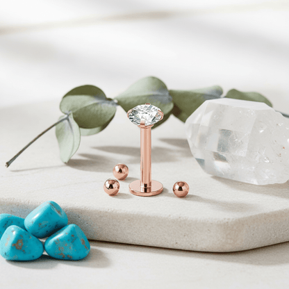 Tragus Helix Piercing – Roségoud – 6mm Staafje - Aramat Jewels - Piercings - cadeautip