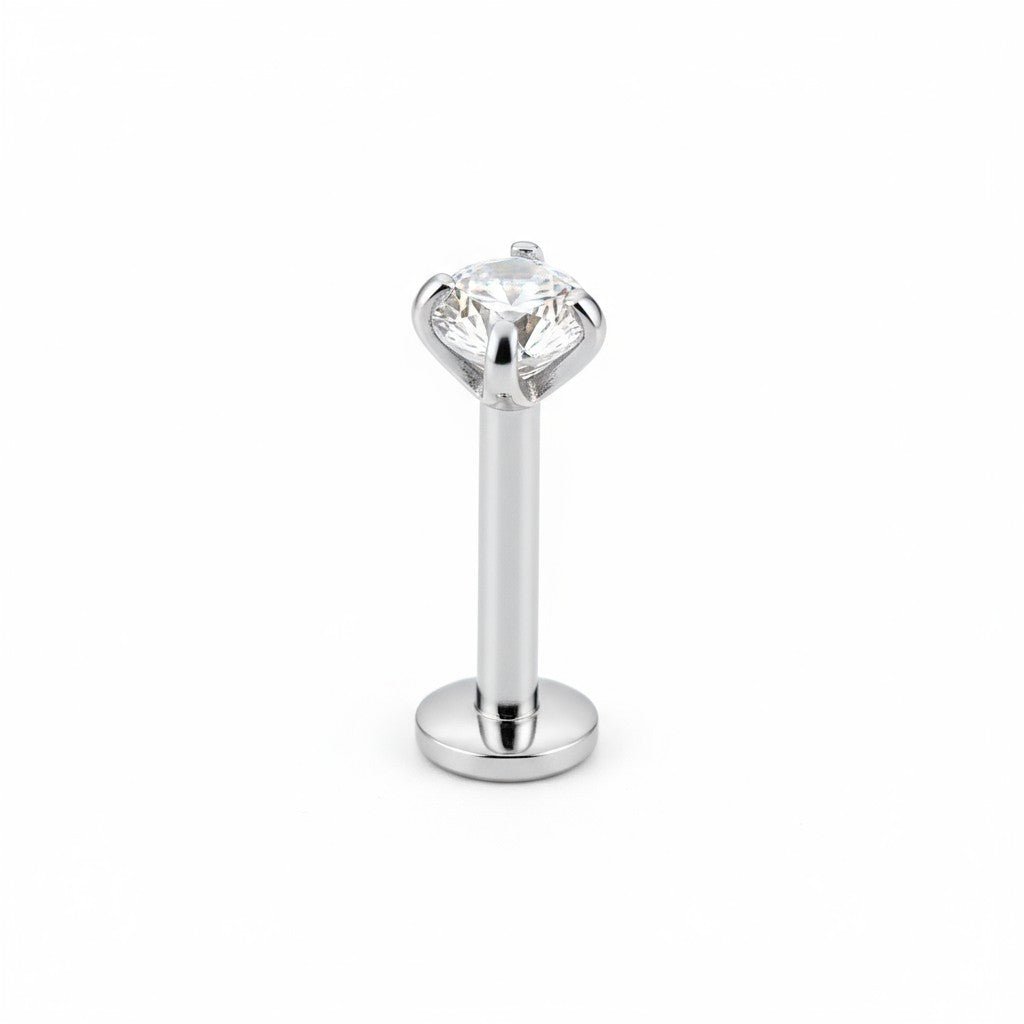 Tragus Helix Piercing – Zilverkleur – Transparant Zirkonia (4mm) - Aramat Jewels - Piercings - cadeautip
