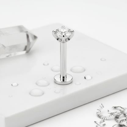 Tragus Helix Piercing – Zilverkleur – Transparant Zirkonia (4mm) - Aramat Jewels - Piercings - cadeautip