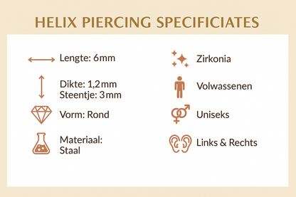 Tragus Helix Piercing – Zwart – AB Zirkonia - Aramat Jewels - Piercings - cadeautip