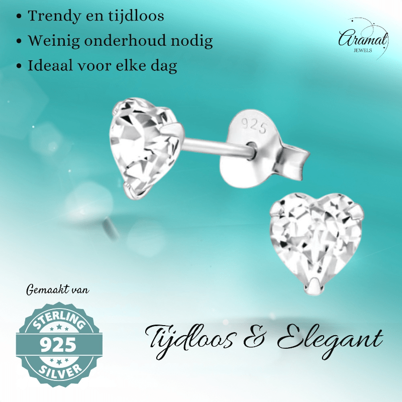 Transparante Hartjes Oorstekers 5 mm - oor1294 - 24394 - Oorbellen kopen# - 5mm - 925 Zilver - alles