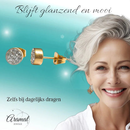 Transparante kristallen oorstekers 6 mm – goudkleurig - oor3102 - Oorbellen kopen# - 6mm - alles - cadeau