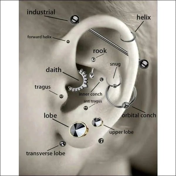Helix Piercing Surgical Steel Zirconia 6mm 1.2mm