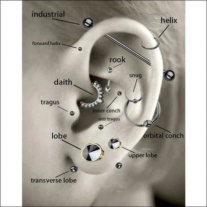 Helix Piercing Surgical Steel Zirconia 6mm 1.2mm