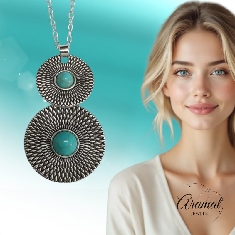 Trendy Bohemien Halsketting met Gemarmerde Steen - Aramat Jewels - Halskettingen - cadeautip