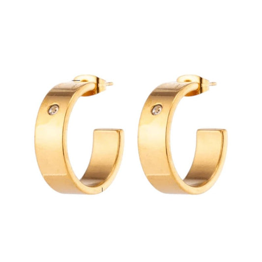 Trendy Goudkleurige Stalen hoepel Oorbellen - oor5828 - se46159 - Oorringen kopen