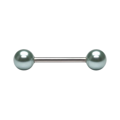 Aramat Jewels light blue pearl tongue piercing made of surgical steel. Elegant and chic design.