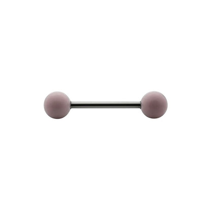 Aramat Jewels steel tongue piercing with a light pink pearl ball. Hypoallergenic and suitable for healed piercings.