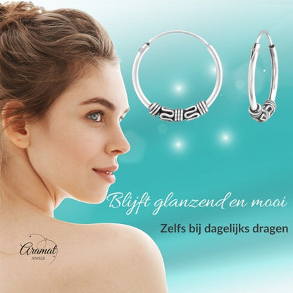 Trendy Unisex Bali Oorringen 16mm - Aramat Jewels - Oorringen - cadeautip