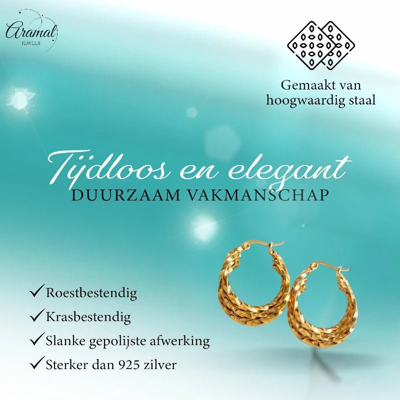 Triple Gedraaide Oorringen Rond Goudkleurig - 25x7mm - oor6290 - 538785 - Oorringen kopen# - 25mm - alles - cadeau