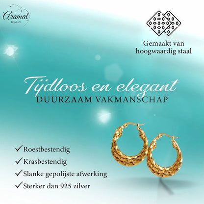 Triple Gedraaide Oorringen Rond Goudkleurig - 25x7mm - oor6290 - 538785 - Oorringen kopen# - 25mm - alles - cadeau