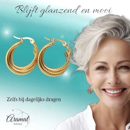 Triple Goudkleurige Oorringen Rond – 20x7,5mm - oor6297 - 538788 - Oorringen kopen# - 20mm - alles - cadeau