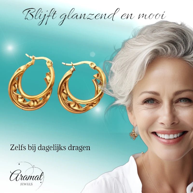 Triple Goudkleurige Oorringen Rond - 20x7mm - oor6293 - 647260 - Oorringen kopen# - 20mm - alles - cadeau