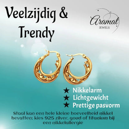 Triple Goudkleurige Oorringen Rond - 20x7mm - oor6293 - 647260 - Oorringen kopen# - 20mm - alles - cadeau